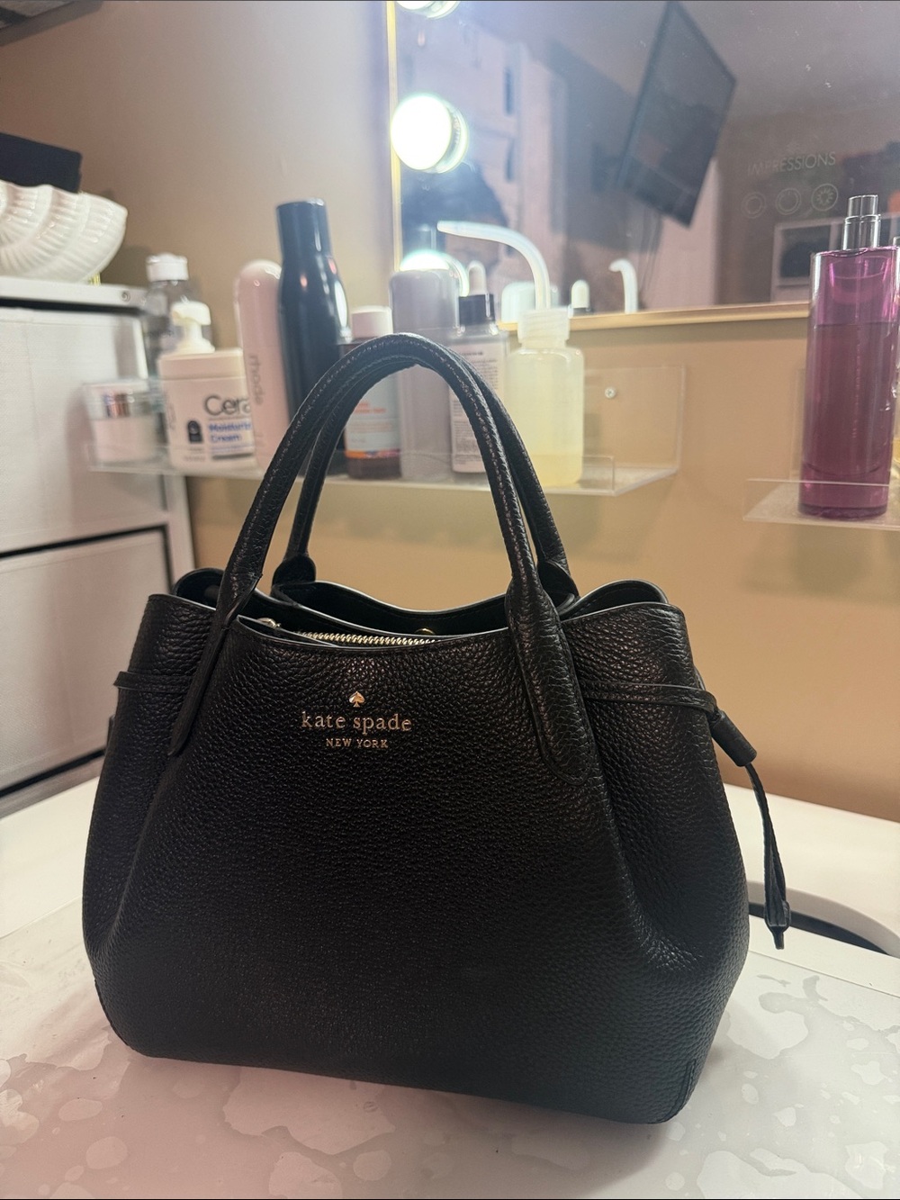 kate spade Black Pebbled Leather Tote Satchel